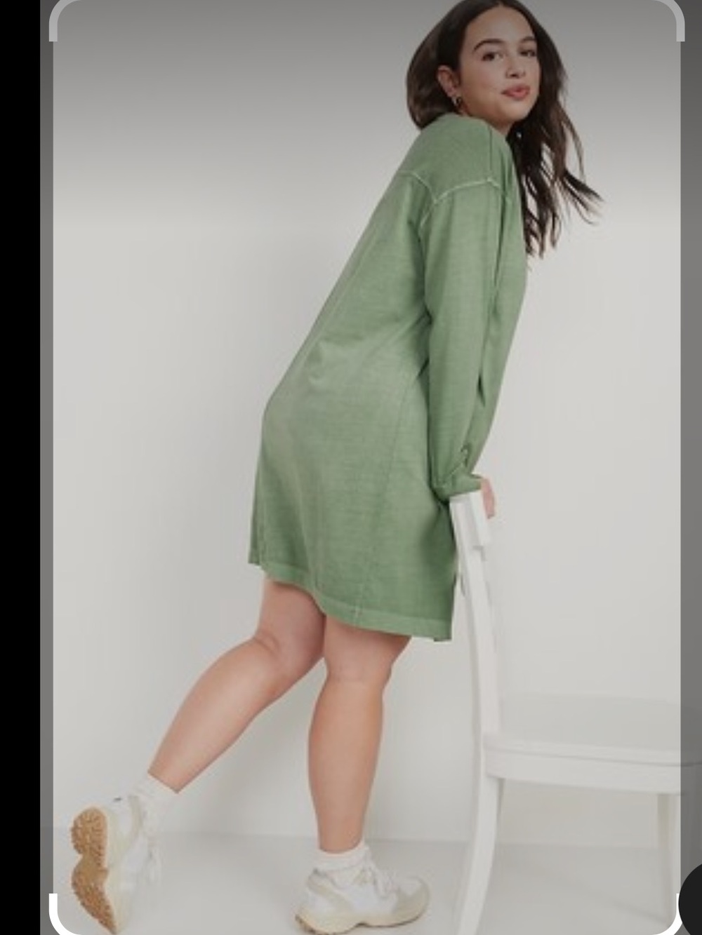 Old Navy XXL Green Weeping Willow LS Cotton Dress